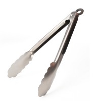 Heat resistance 9 inches stainless steel locking kitchen serving tongs