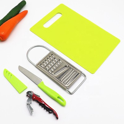 Set of 4 pieces kitchen gadgets gadget tools with cutting board,knife,corkscrew,flat grater