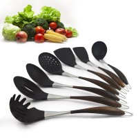 7-Piece Silicone Kitchen Utensils With Stainless Steel Handle FDA LFGB Cooking Baking Tools